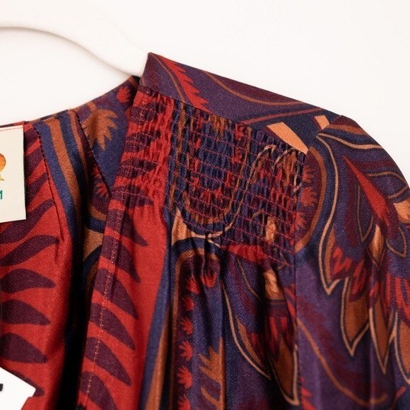 NEW Farm Rio Macaw Arabesque Mini Wrap Robe Dress Red Satin Size XS - Picture 12 of 14